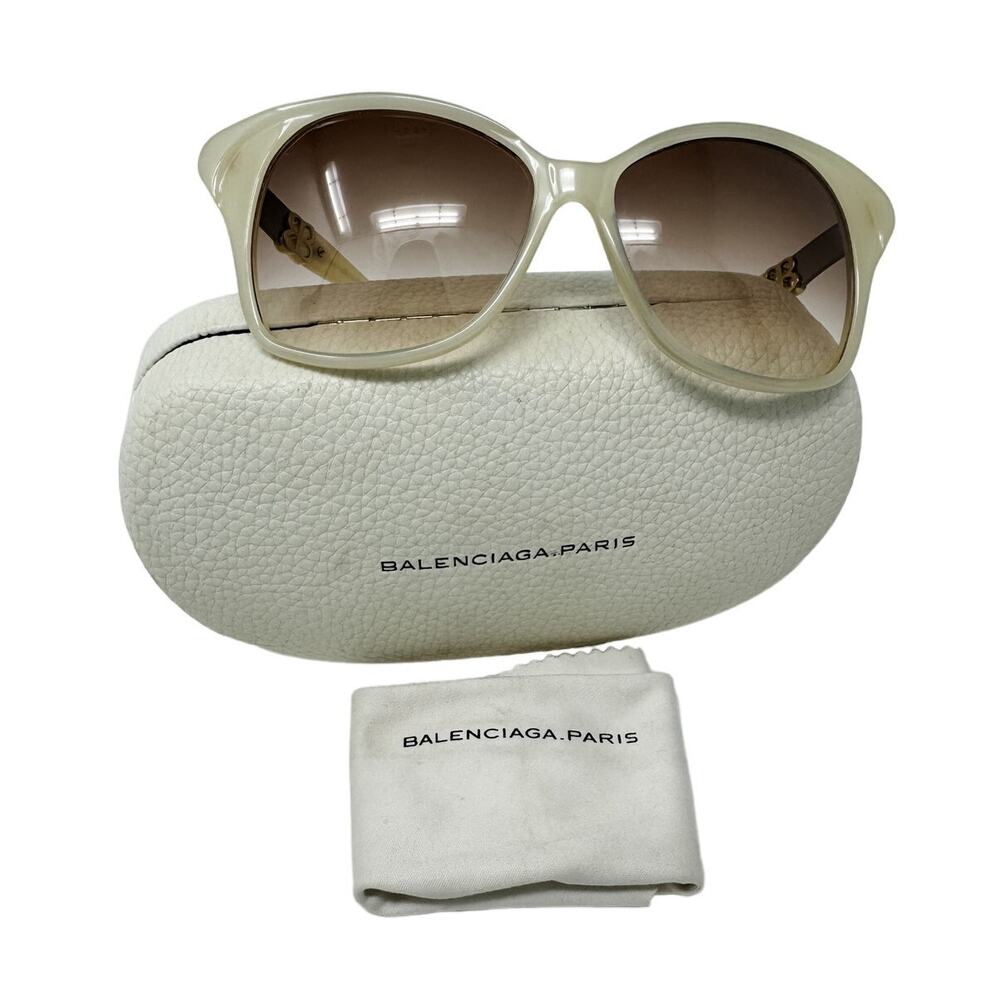 Balenciaga Retro Future Cat Eye Sunglasses ivory BB logo w/ case - Picture 3 of 11